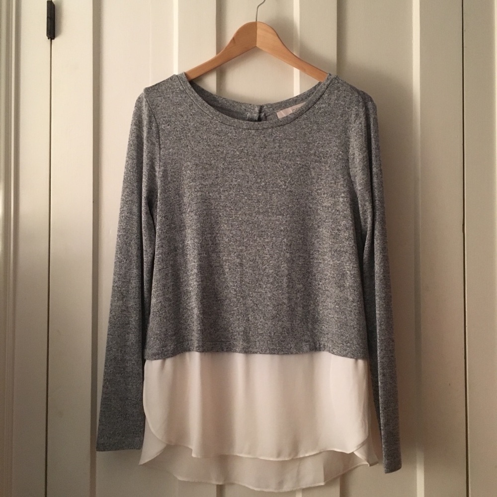 Women's Loft Ivory/Gray Tunic Sweater Size S